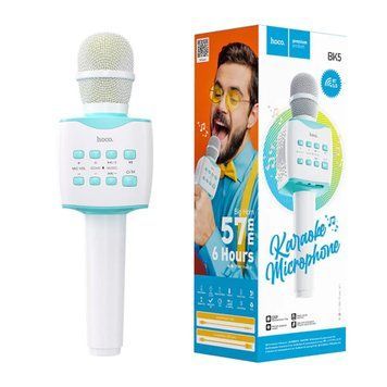 Мікрофон караоке Hoco BK5 Cantando bluetooth USB SD FM blue 37875 фото