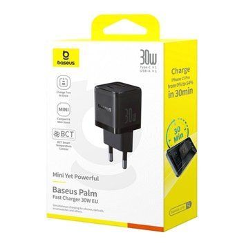 МЗП Baseus Palm Fast Charger 30W (1USB/1USB-C) Cluster black 41769 фото