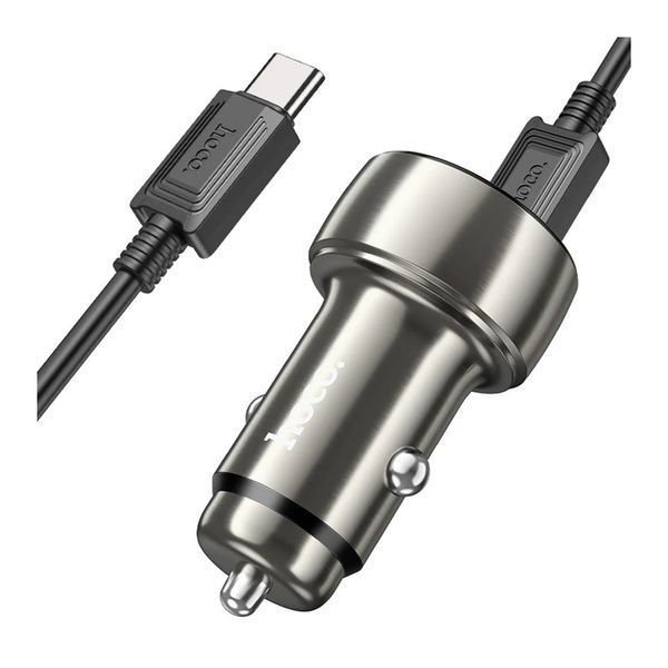 АЗП Hoco Z50 PD 48W QC3.0 (1USB-1USB-C) Led + cable Type-C to lightning grey 32588 фото