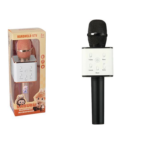 Мікрофон караоке bluetooth Q7A Labubu black 44260 фото