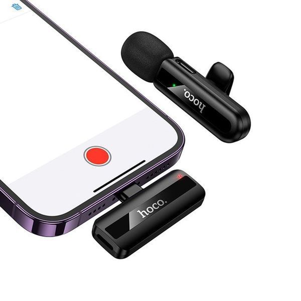 Мікрофон петличний bluetooth Hoco L20 Lightning black 03963 фото