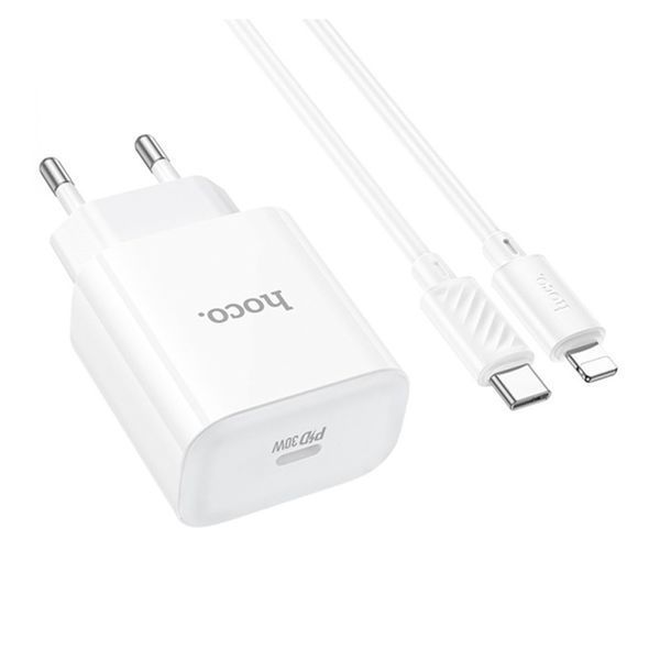 МЗП Hoco C76A Pro PD 30W (1USB-C) + cable Type-C to lightning white 35277 фото