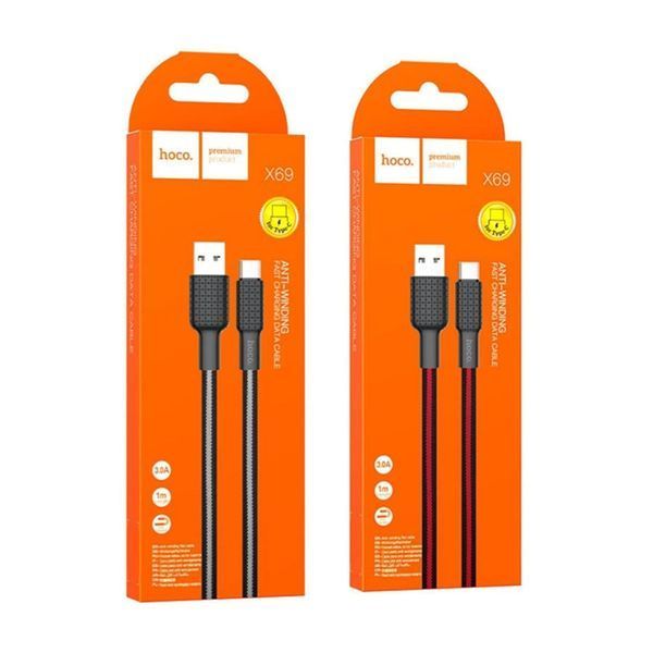 USB Cable Hoco Type-C X69 3A 1m black 33609 фото