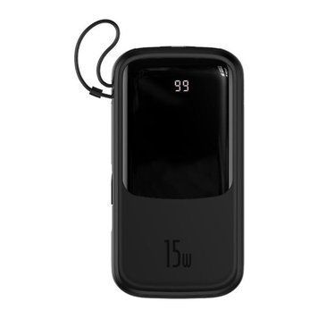 Power bank 20 000 mAh Baseus Qpow Digital Display QC3.0 + cable lightning 15W black 32110 фото