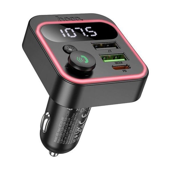 FM трансмістер Bluetooth Hoco E85 QC3.0 black 40082 фото