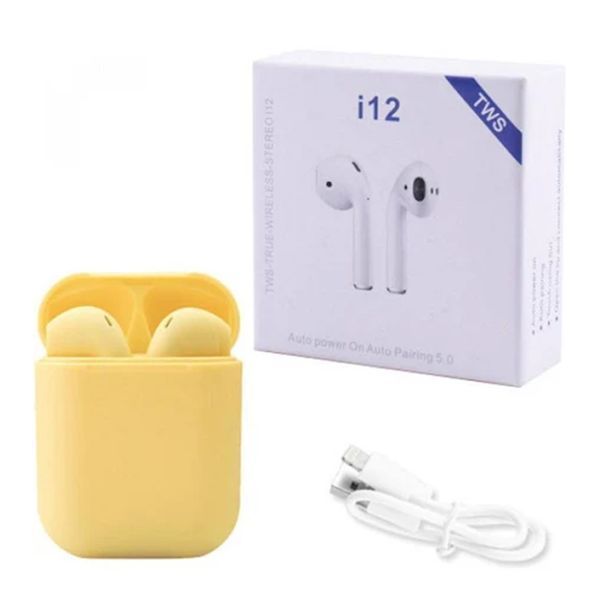 Навушники AirPods i12 yellow 35412 фото