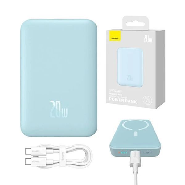 Power bank 10 000 mAh Baseus Magnetic wireless quick charging 20W blue 28972 фото
