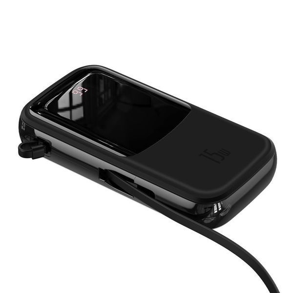 Power bank 20 000 mAh Baseus Qpow Digital Display QC3.0 + cable lightning 15W black 32110 фото