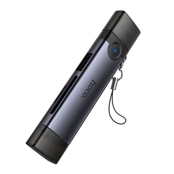 Сard reader Hoco HB56B USB-C/lightning SD, TF, USB2.0 grey 47809 фото