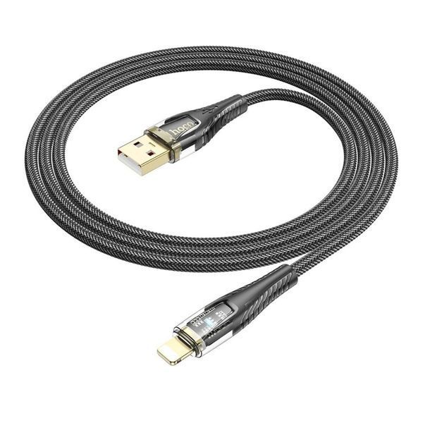 USB Cable Hoco Lightning U121 2.4A 1m black 42194 фото