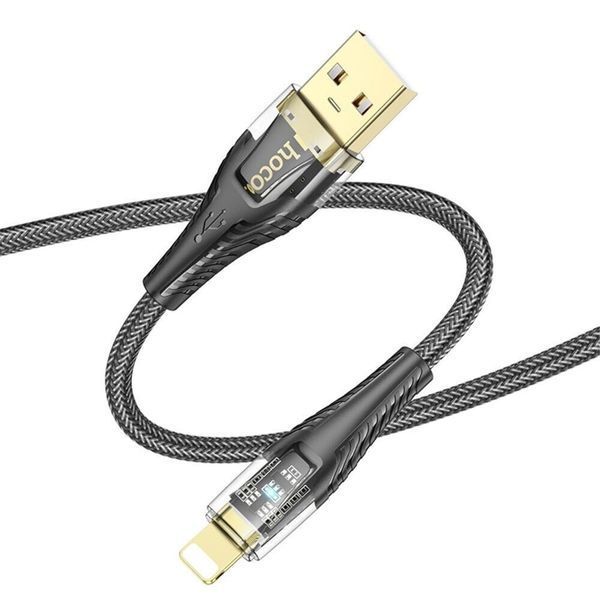 USB Cable Hoco Lightning U121 2.4A 1m black 42194 фото