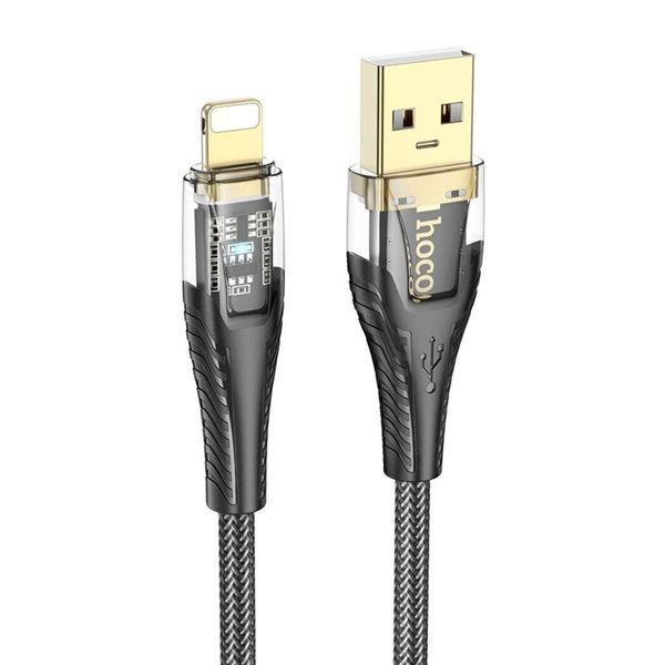 USB Cable Hoco Lightning U121 2.4A 1m black 42194 фото
