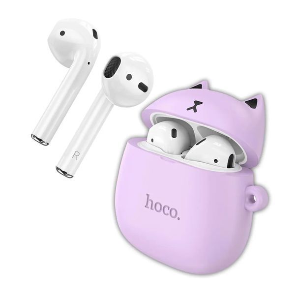Навушники AirPods Hoco EW45 white + case cat purple 32129 фото