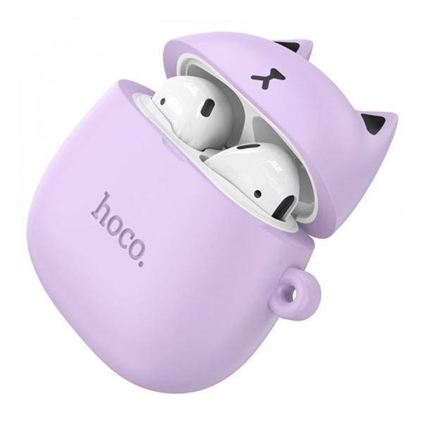 Навушники AirPods Hoco EW45 white + case cat purple 32129 фото