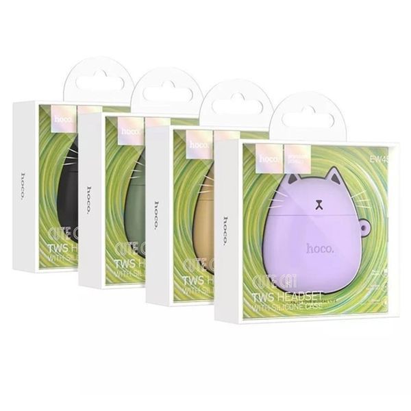 Навушники AirPods Hoco EW45 white + case cat purple 32129 фото