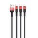 USB Cable Hoco X26 3 in 1 Type-C + Lightning + Micro 2A 1m black-red 21491 фото 1