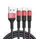 USB Cable Hoco X26 3 in 1 Type-C + Lightning + Micro 2A 1m black-red 21491 фото 2