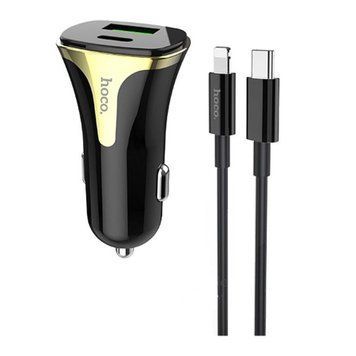 АЗП Hoco Z31A PD 18W/3.4A QC3.0 (USB-USB-C) + cable Type-C to Lightning black 21534 фото