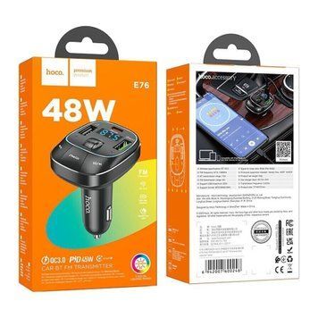 FM трансмістер Bluetooth Hoco E76 PD45W QC3.0 black 33305 фото