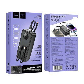 Power bank 30 000 mAh Hoco J132B PD20W+QC3.0 22.5W fully compatible Black 38827 фото