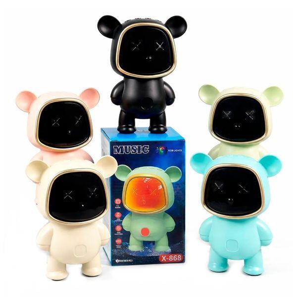 Колонка Bluetooth X868 Bear RGB з підсвіткою 1200mah 16 см blue 46582 фото