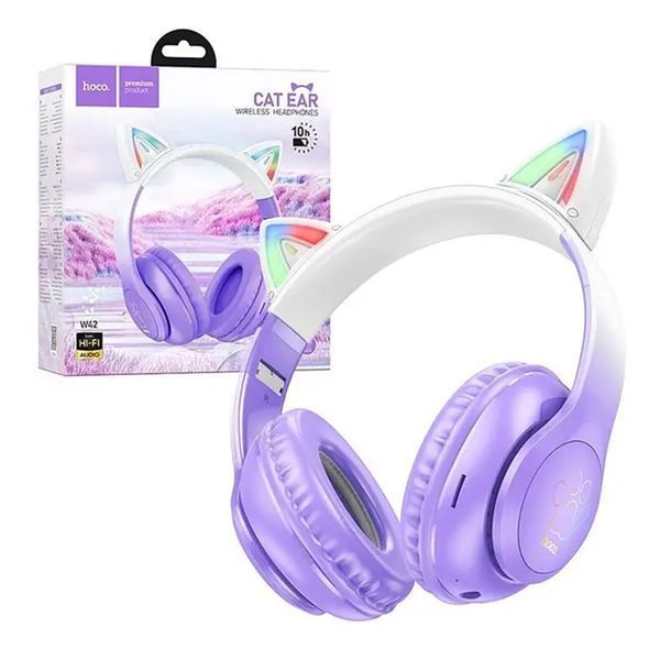 Навушники Big Bluetooth Hoco W42 Cat purple 33562 фото