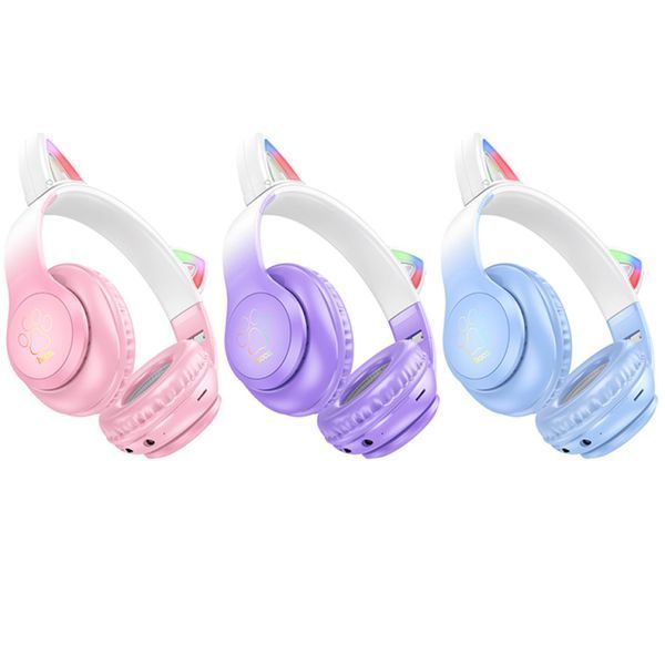 Навушники Big Bluetooth Hoco W42 Cat purple 33562 фото