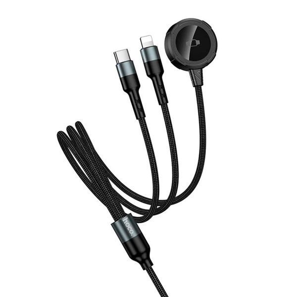 Type-C Cable Hoco CW64 3 in 1 Type-C/Lightning iWatch 1m black 46837 фото