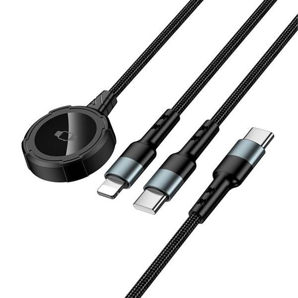 Type-C Cable Hoco CW64 3 in 1 Type-C/Lightning iWatch 1m black 46837 фото
