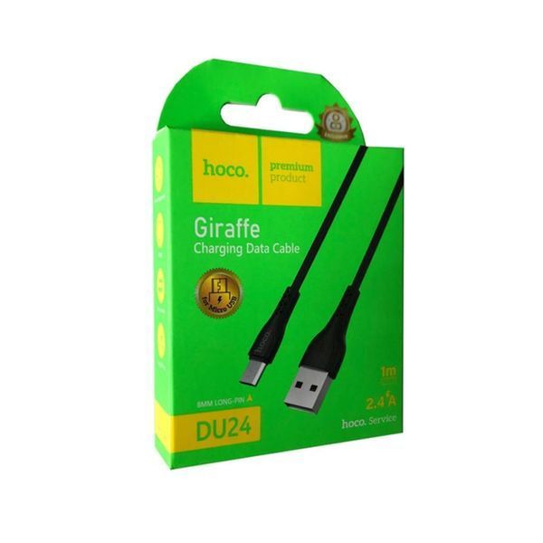 USB Cable Hoco Micro usb DU24 Long 2.4A 1m black 26935 фото