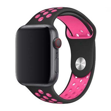Ремінець Apple watch 42/44/45mm sport black-pink 25534 фото