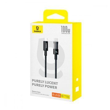 Cable Baseus Gem Fast-Charging Type-C to Type-C 100W (2m) black 49177 фото