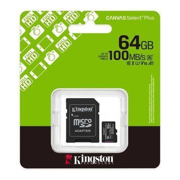 MicroSD 64GB Kingston Canvas Select Plus A1 Gen3 UHS-1 100R Class 10+ SD adapter UA 44792 фото