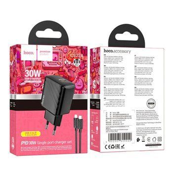 МЗП Hoco CS22A PD 30W/3A (1USB-1USB-C) + cable Type-C to Lightning black 37793 фото