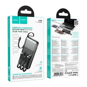 Power bank 10 000 mAh Hoco J156 PD20W+QC3.0 22.5W 4 cables black 46033 фото