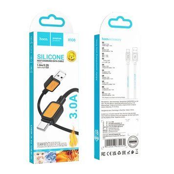 USB Cable Hoco Type-C X108 3A 1m black 41184 фото
