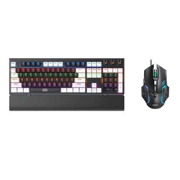 Клавіатура XO KB-06 mixed color luminous mechanical + мишка ігрова black 46930 фото