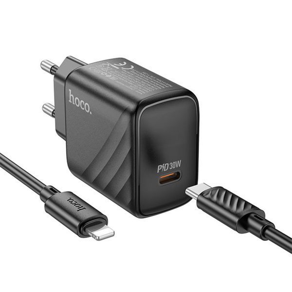 МЗП Hoco CS22A PD 30W/3A (1USB-1USB-C) + cable Type-C to Lightning black 37793 фото