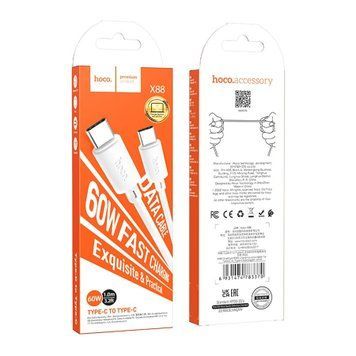 Cable Hoco Type-C to Type-C X88 60W/3A 1m white 44284 фото