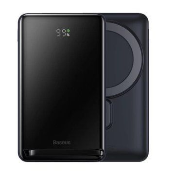 Power Bank 10 000 mah Baseus Magnetic Bracket 20W wireless charging black 00707 фото