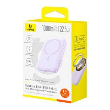 Power bank 10 000 mAh Baseus Magnetic EnerFill Ultra-Mini FM11 22.5W Purple 49037 фото
