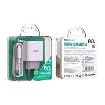 МЗП Hoco C76A Plus PD 20W/3A (1USB-C) + cable Type-C to Lightning white 27929 фото