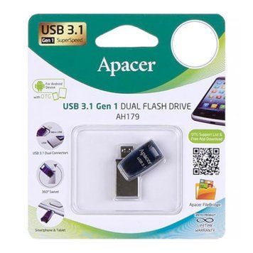 USB - Micro Flash 32 GB Apacer AH179 Gen 1 Blue 3.1 27369 фото