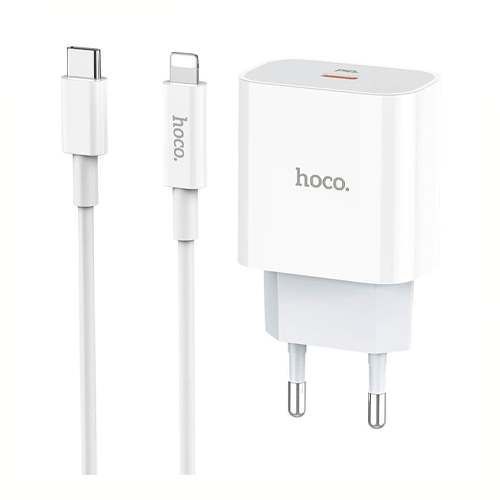 МЗП Hoco C76A Plus PD 20W/3A (1USB-C) + cable Type-C to Lightning white 27929 фото