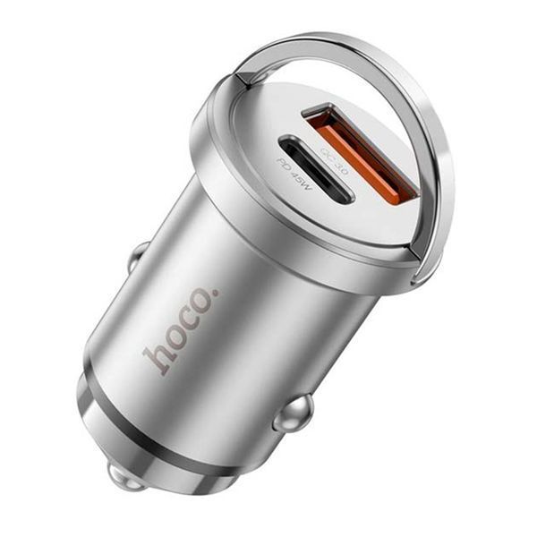 АЗП Hoco NZ10 PD 45W+QC 3.0 (1USB-1USB-C) grey 36308 фото
