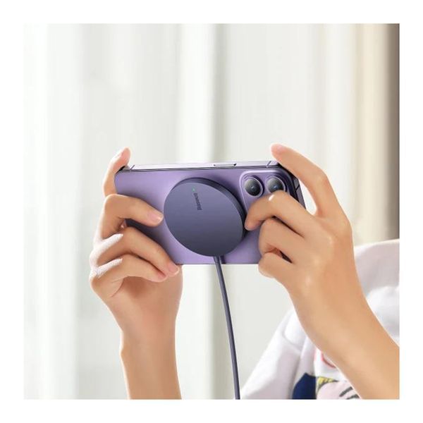 Бездротова зарядка Baseus Simple Mini3 Magnetic Wireless Charger 15W purple 26717 фото