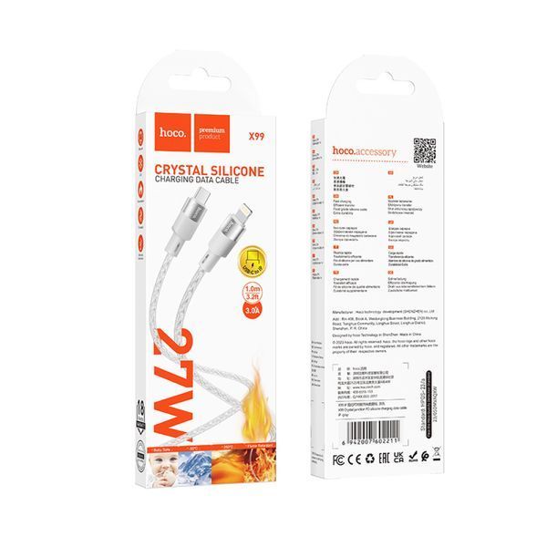 Cable Hoco Type-C to Lightning X99 2.4A 1m silver 33300 фото
