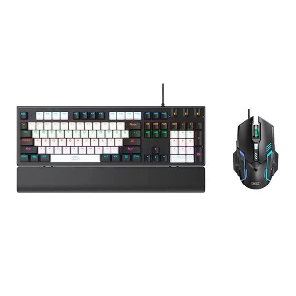 Клавіатура XO KB-06 mixed color luminous mechanical + мишка ігрова white 46931 фото
