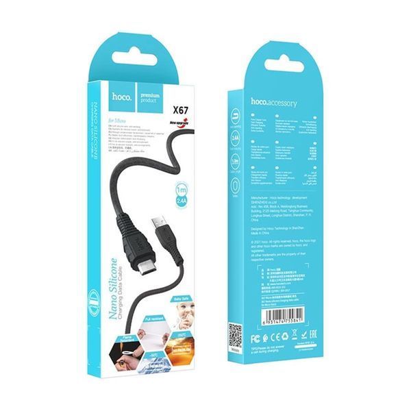 USB Cable Hoco micro usb X67 2.4A 1m black 28613 фото