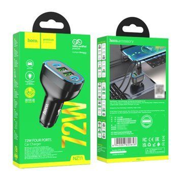 АЗП Hoco NZ11 PD 72W/QC3.0 (2USB-2USB-C) black 36309 фото